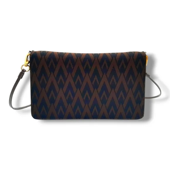 Valentino Garavani Brown Black V Monogram Crossbody Clutch WOC Gold Hardware - Picture 3 of 11